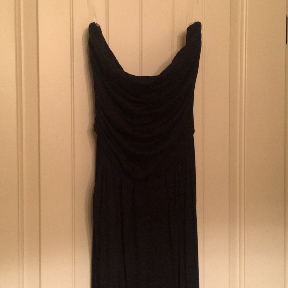 Black Strapless Jumpsuit with Pockets